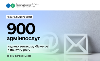 Протягом січня - березня 2026 року платники податків отримали 900 адмінпослуг у Південному міжрегіональному управлінні ДПС